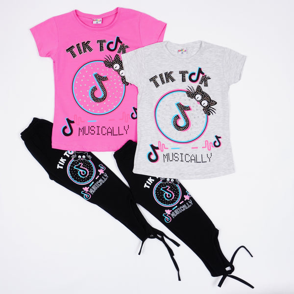 Girls'  Pink/Grey 2pcs Set (3-8y)