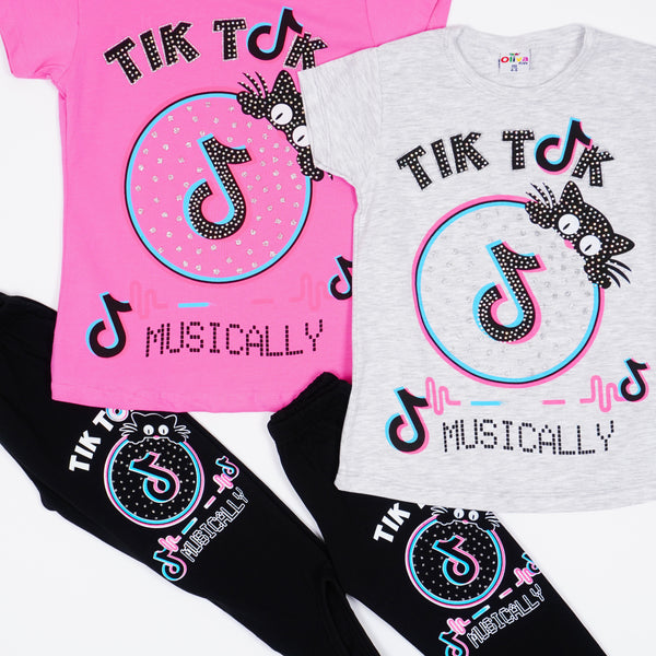 Girls'  Pink/Grey 2pcs Set (3-8y)