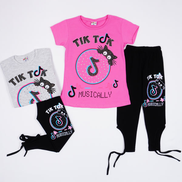 Girls'  Pink/Grey 2pcs Set (3-8y)