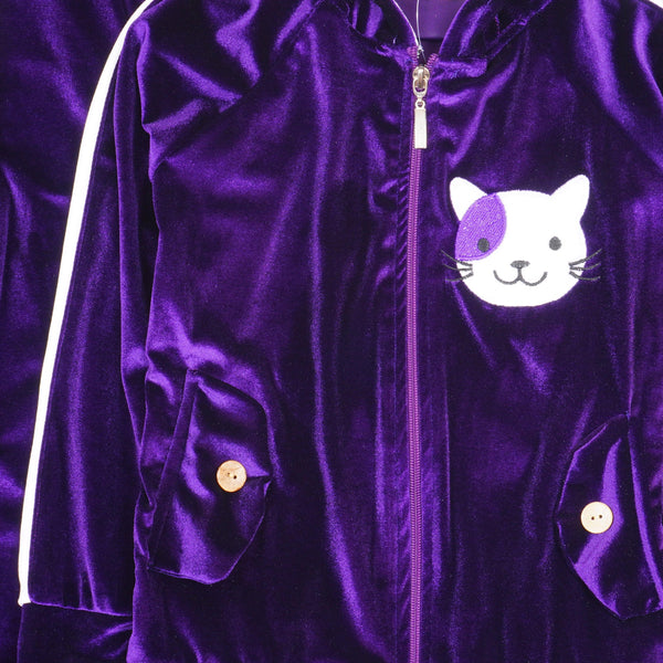 Girls' Velour Cat Tracksuit Pink/Violet  (3-10y) - Clothes4Kids
