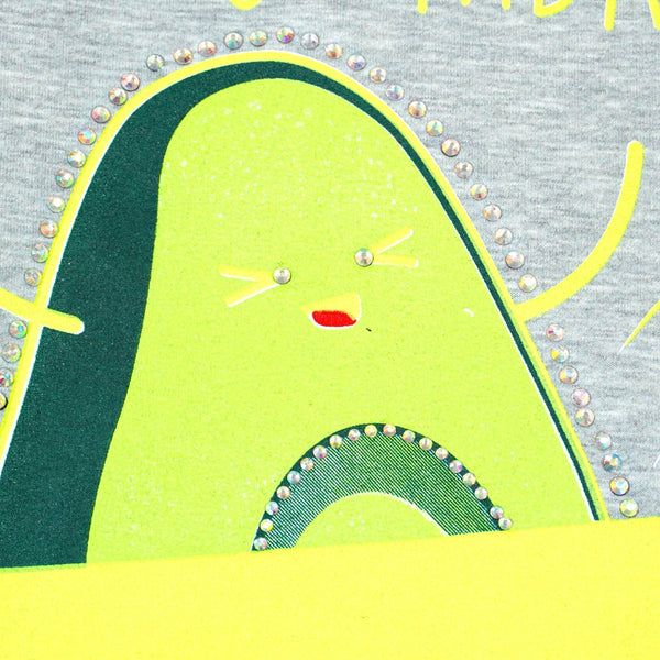 Girls' It's Friday! Avocado ' Printed Light Grey Long Sleeve Hoodie (7-12y) - Clothes4Kids