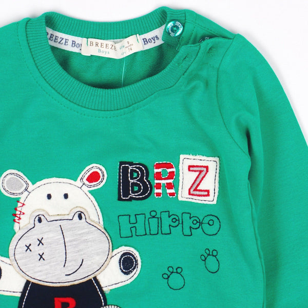 Boys' Hippo ' Green/Navy Blue Tracksuit (3-24m) - Clothes4Kids