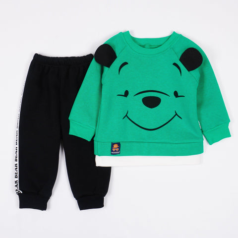 Baby Boy' Winnie-the-Pooh' Printed Winter Warm Green/Black Tracksuit (3-12m) - Clothes4Kids