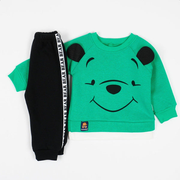 Baby Boy' Winnie-the-Pooh' Printed Winter Warm Green/Black Tracksuit (3-12m) - Clothes4Kids