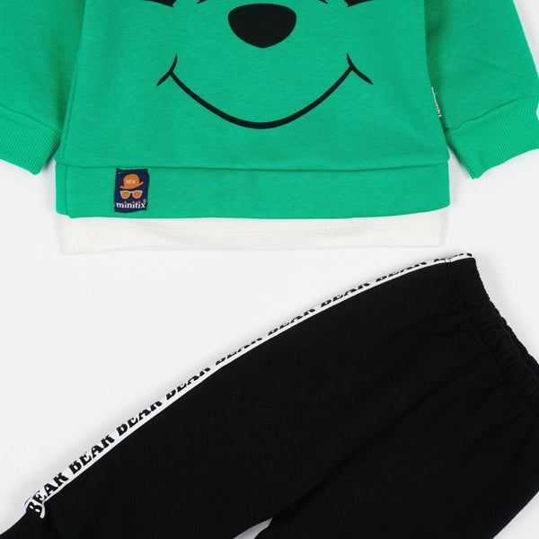 Baby Boy' Winnie-the-Pooh' Printed Winter Warm Green/Black Tracksuit (3-12m) - Clothes4Kids