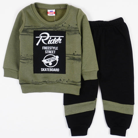 Boys' Rider Freestyl ' Winter Warm Khaki/Black Tracksuit *Last sizes-86(12-18m), 104(3-4yrs)* - Clothes4Kids