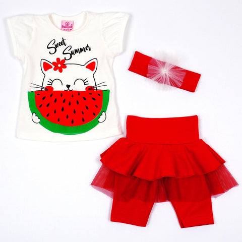 Girls' Sweet Summer' Cat' Printed Set (3-12m) - Clothes4Kids