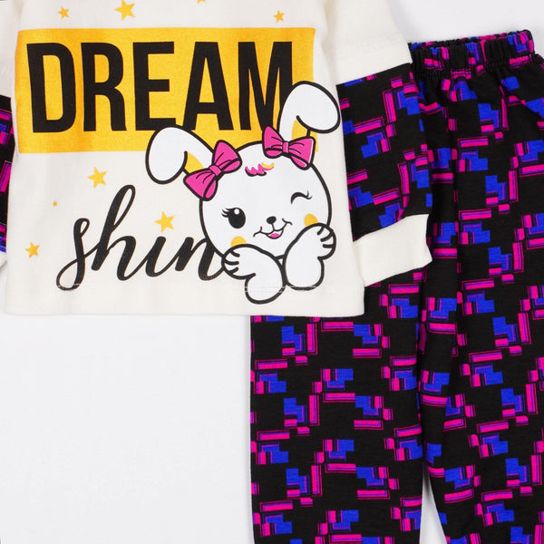 Girls' Believe Dream ' Bunny Printed Cream/Purple Set (9-24m) - Clothes4Kids