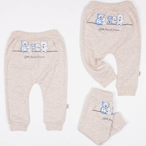 Baby 'Little Friends Forever' Teddy Bear Printed Light Beige Pants (0-12m) - Clothes4Kids
