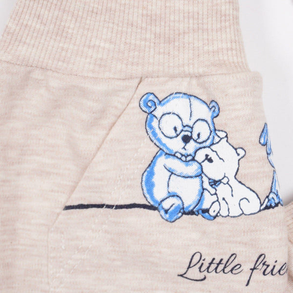Baby 'Little Friends Forever' Teddy Bear Printed Light Beige Pants (0-12m) - Clothes4Kids