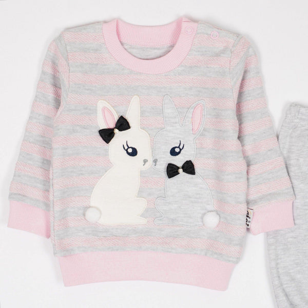 Baby Girl Love Bunny 'Grow With Me' Style Pink/Grey Set (0-6m) - Clothes4Kids