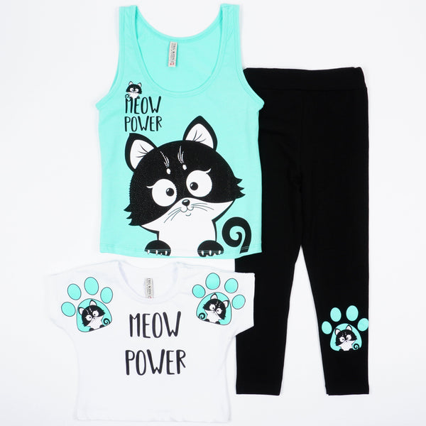 Girls' Meow Power' Cat' Printed Set (4-8y) - Clothes4Kids