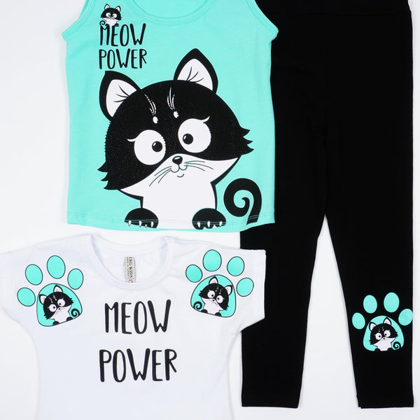 Girls' Meow Power' Cat' Printed Set (4-8y) - Clothes4Kids