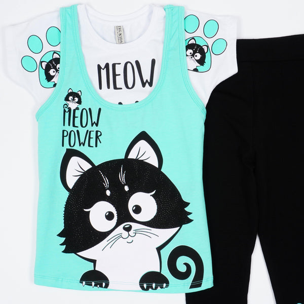 Girls' Meow Power' Cat' Printed Set (4-8y) - Clothes4Kids