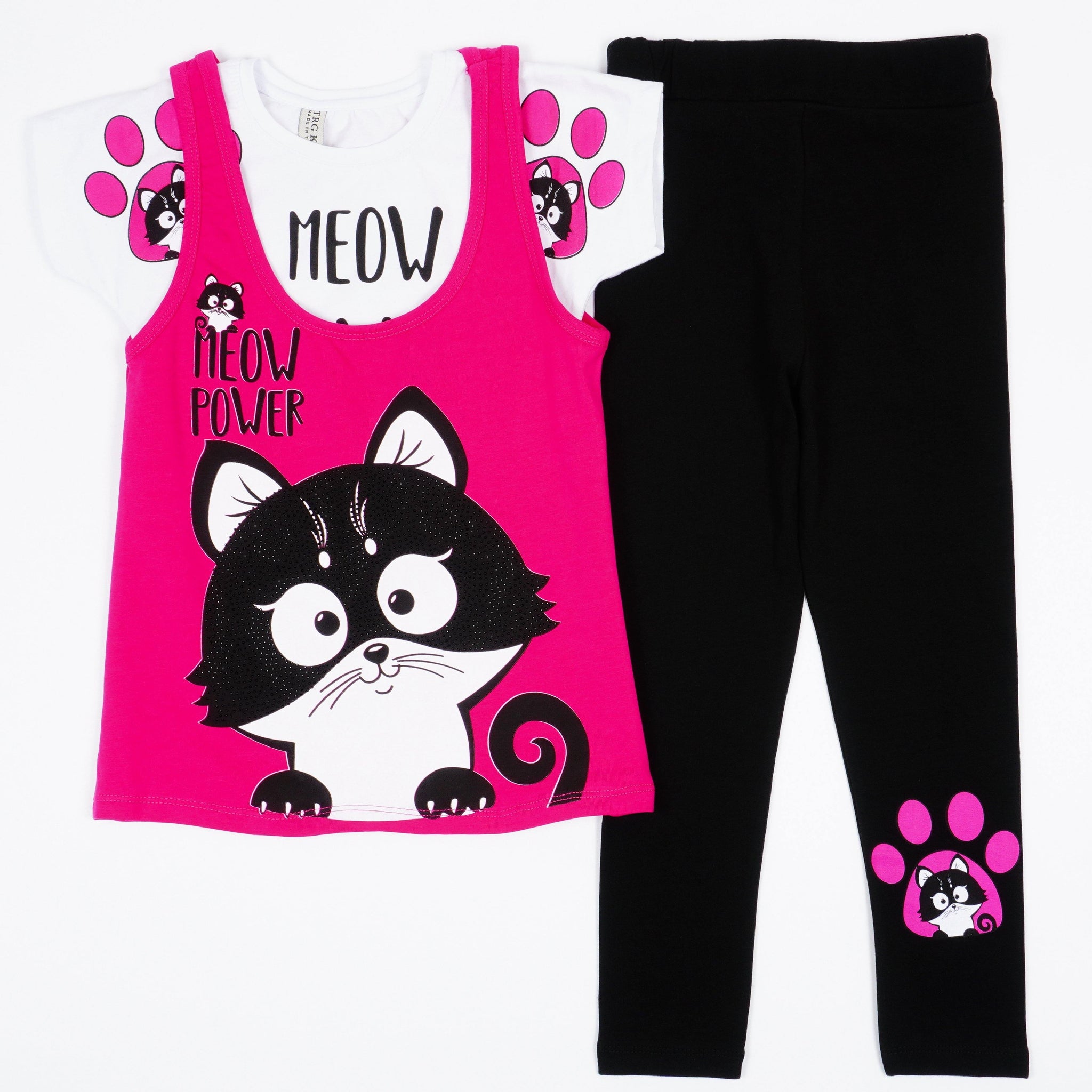 Girls' Meow Power' Cat' Printed Set (4-8y) - Clothes4Kids