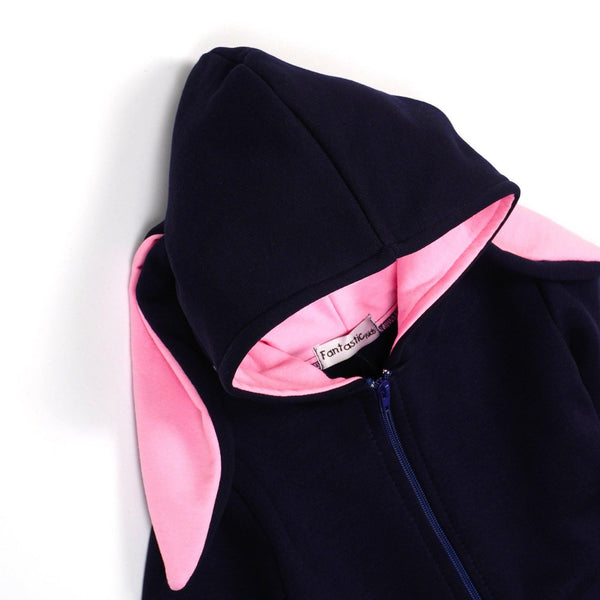 Girls' Bunny Winter Warm Navy Blue Hoodie (18m-9y) - Clothes4Kids