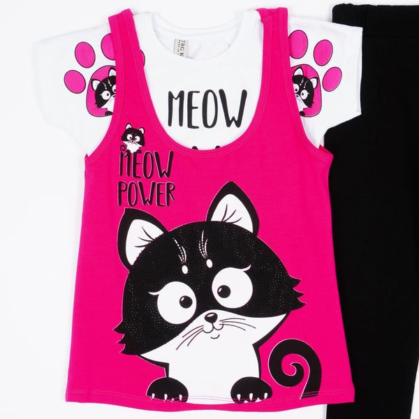 Girls' Meow Power' Cat' Printed Set (4-8y) - Clothes4Kids
