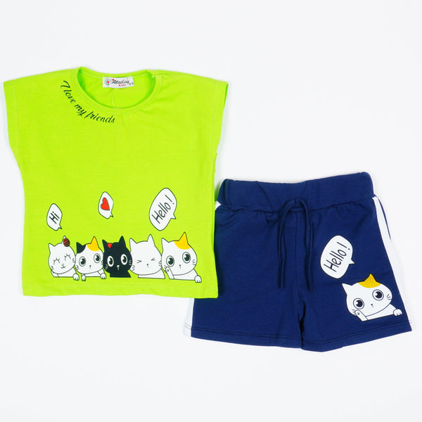 Girls' Hello' Cat' Printed Set (4-7y) - Clothes4Kids