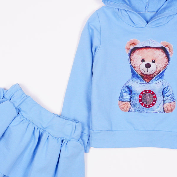Girls' Teddy Bear' Printed Blue Set (4-13y) - Clothes4Kids
