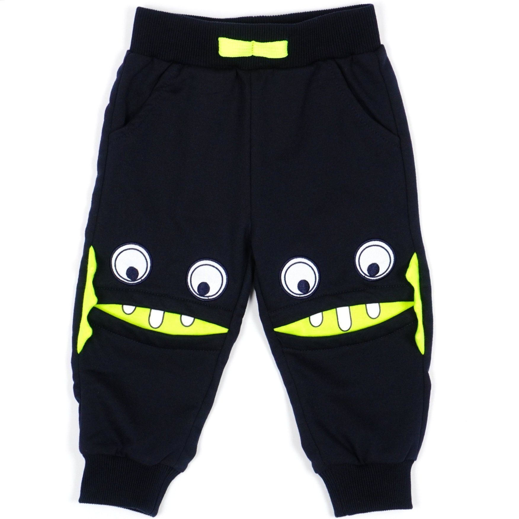 Boys' Funny Monster Face' Navy Blue Joggers (9m-5y) - Clothes4Kids