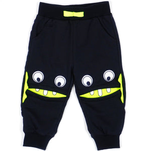 Boys' Funny Monster Face' Navy Blue Joggers (9m-5y) - Clothes4Kids