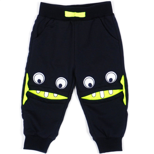 Boys' Funny Monster Face' Navy Blue Joggers (9m-5y) - Clothes4Kids