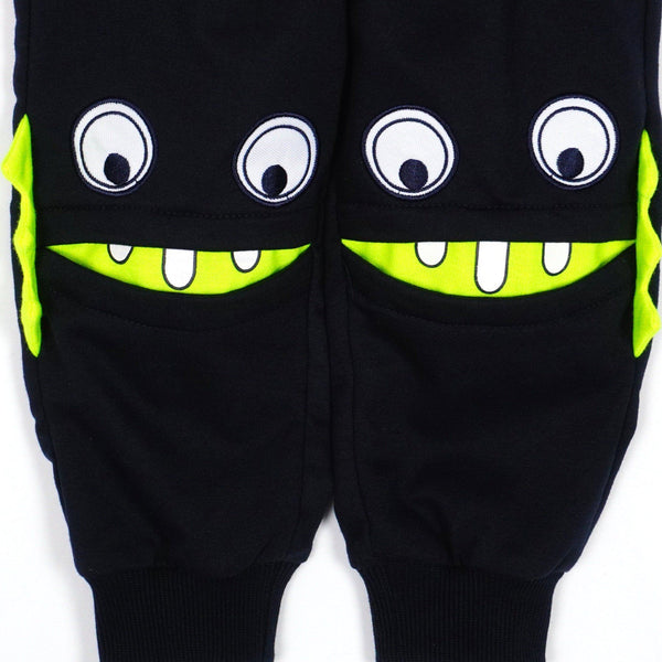 Boys' Funny Monster Face' Navy Blue Joggers (9m-5y) - Clothes4Kids
