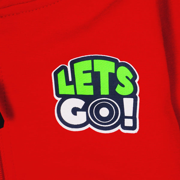 Boys' Lets Go! Dino' Printed Red/Navy Blue Tracksuit(1-5y) - Clothes4Kids
