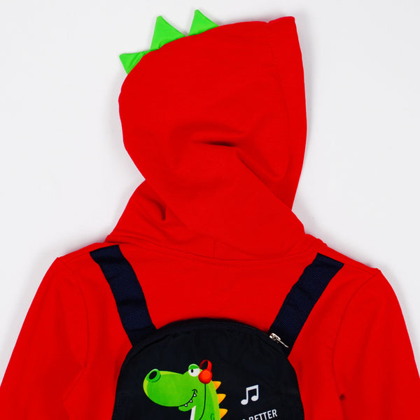 Boys' Lets Go! Dino' Printed Red/Navy Blue Tracksuit(1-5y) - Clothes4Kids
