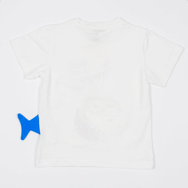 Boys' Where Is The Party?' Shark Printed White T-Shirt (1-4y) - Clothes4Kids