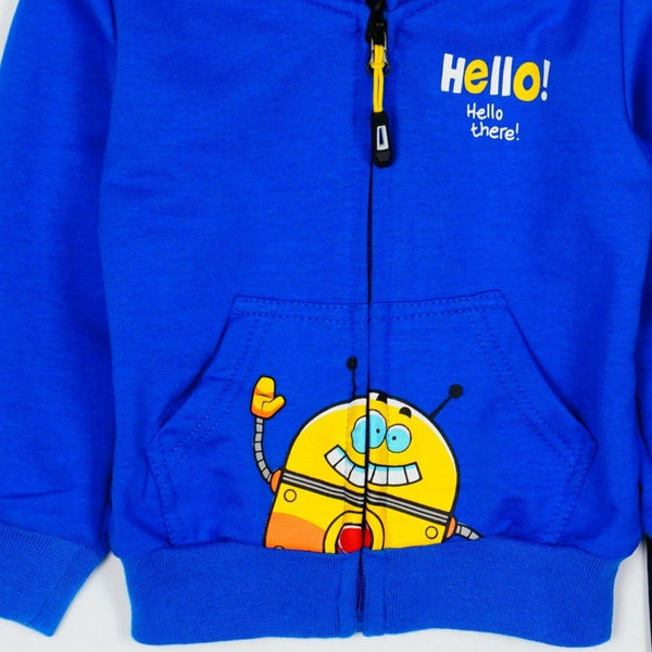 Boys' Hello! Robot' Printed Blue/Navy Blue Tracksuit (1-5y) - Clothes4Kids