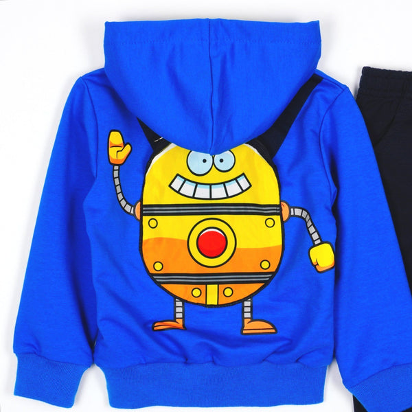 Boys' Hello! Robot' Printed Blue/Navy Blue Tracksuit (1-5y) - Clothes4Kids