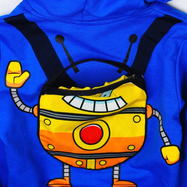 Boys' Hello! Robot' Printed Blue/Navy Blue Tracksuit (1-5y) - Clothes4Kids