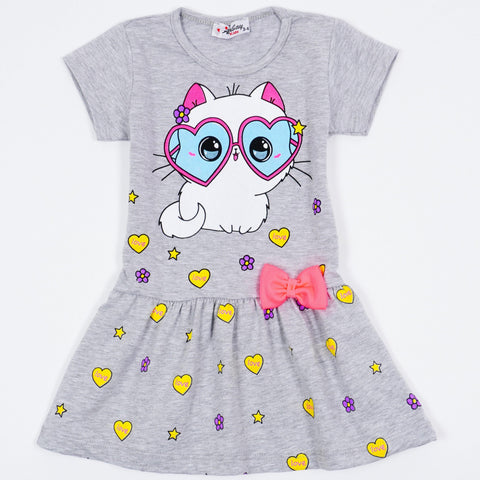 Girls' Cat' Printed Dress (6m-5y) - Clothes4Kids