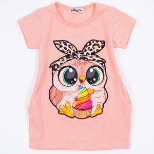 Girls' Little Owl' Short Sleeve Tunic (9m-4y) - Clothes4Kids