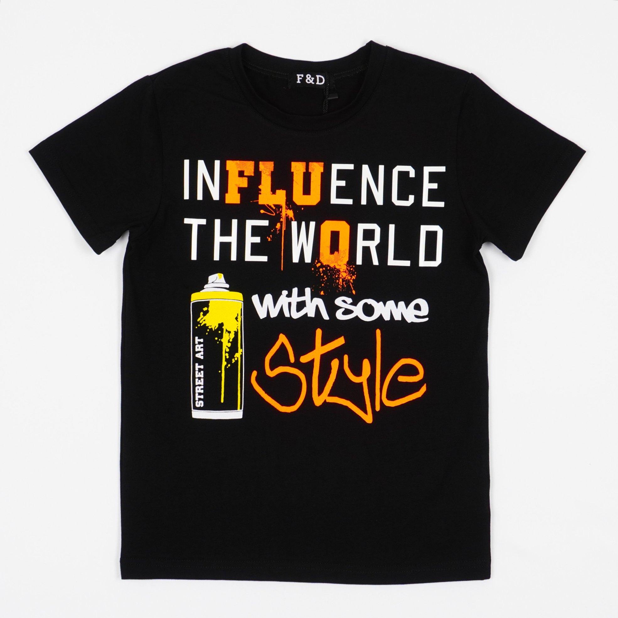 Boys' Style' Printed Black T-Shirt (7-16y) - Clothes4Kids