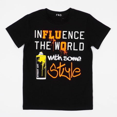 Boys' Style' Printed Black T-Shirt (7-16y) - Clothes4Kids