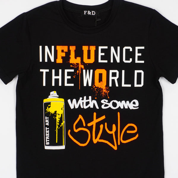 Boys' Style' Printed Black T-Shirt (7-16y) - Clothes4Kids