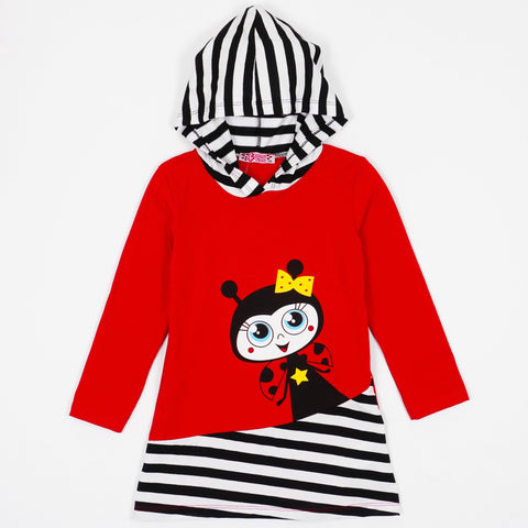 Girls' Ladybird' Printed Long Sleeve Red Tunic / Dress (4-7y) - Clothes4Kids