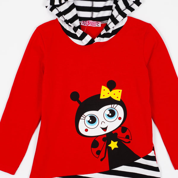 Girls' Ladybird' Printed Long Sleeve Red Tunic / Dress (4-7y) - Clothes4Kids