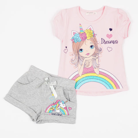 Girls' Dreamer' Unicorn Printed Summer Set *Last size-116(5-6y)* - Clothes4Kids