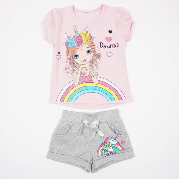 Girls' Dreamer' Unicorn Printed Summer Set *Last size-116(5-6y)* - Clothes4Kids