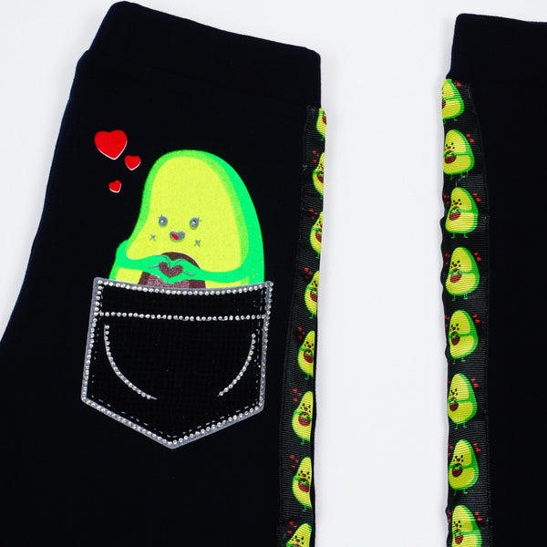 Girls' Avocado ' Printed Winter Warm Black Leggings (7-12y) - Clothes4Kids