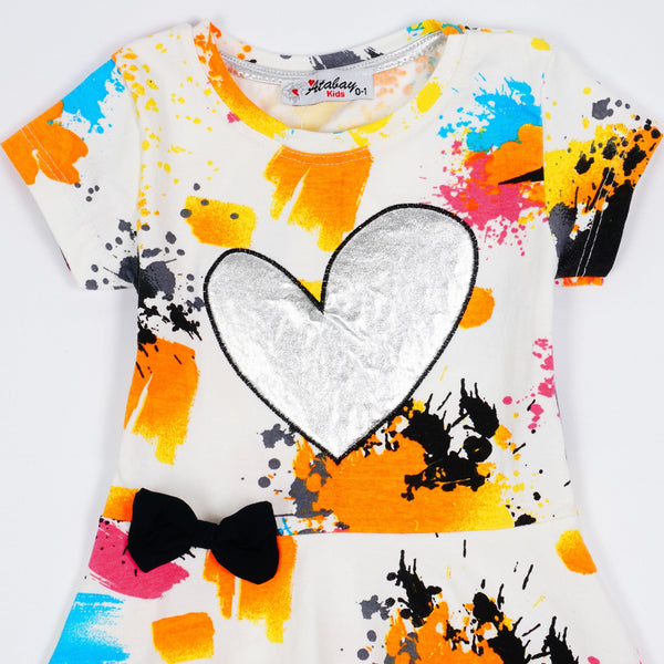 Girls' Silver Heart' Multi-coloured Dress (9m-6y) - Clothes4Kids