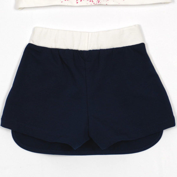 Girls' Shine' Unicorn Printed Summer Set Cream/Navy Blue (2-6y) - Clothes4Kids