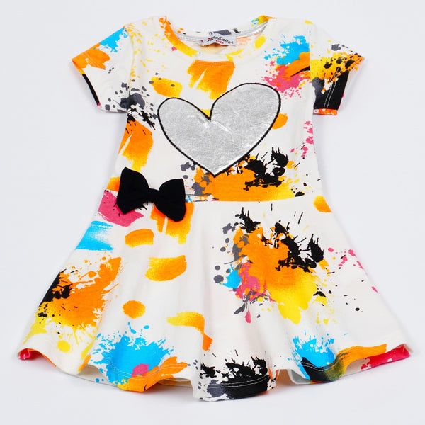 Girls' Silver Heart' Multi-coloured Dress (9m-6y) - Clothes4Kids