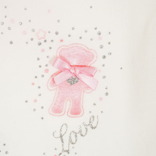 Girls' Bear Love Dream ' Printed Sequin Light Cream T-Shirt (3-12y) - Clothes4Kids