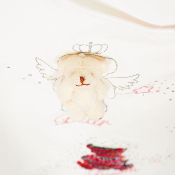 Girls' Bear Love Dream ' Printed Sequin Light Cream T-Shirt (3-12y) - Clothes4Kids