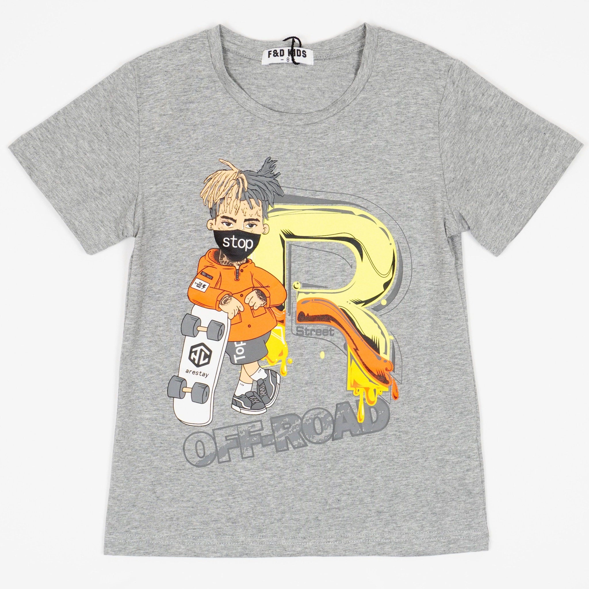 Boys' Off-Road' Printed Light Grey T-Shirt (7-16y) - Clothes4Kids