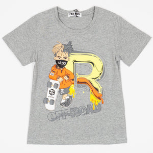 Boys' Off-Road' Printed Light Grey T-Shirt (7-16y) - Clothes4Kids